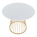 Round Dining Table with Cage Metal Base Contemporary Glam