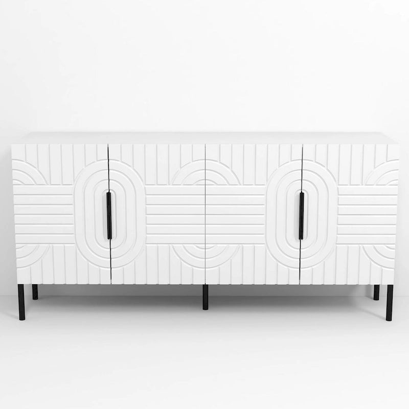 63 Inch White European Style Accent Buffet Sideboard Cabinet