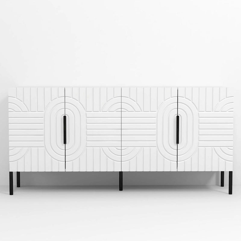 63 Inch White European Style Accent Buffet Sideboard Cabinet