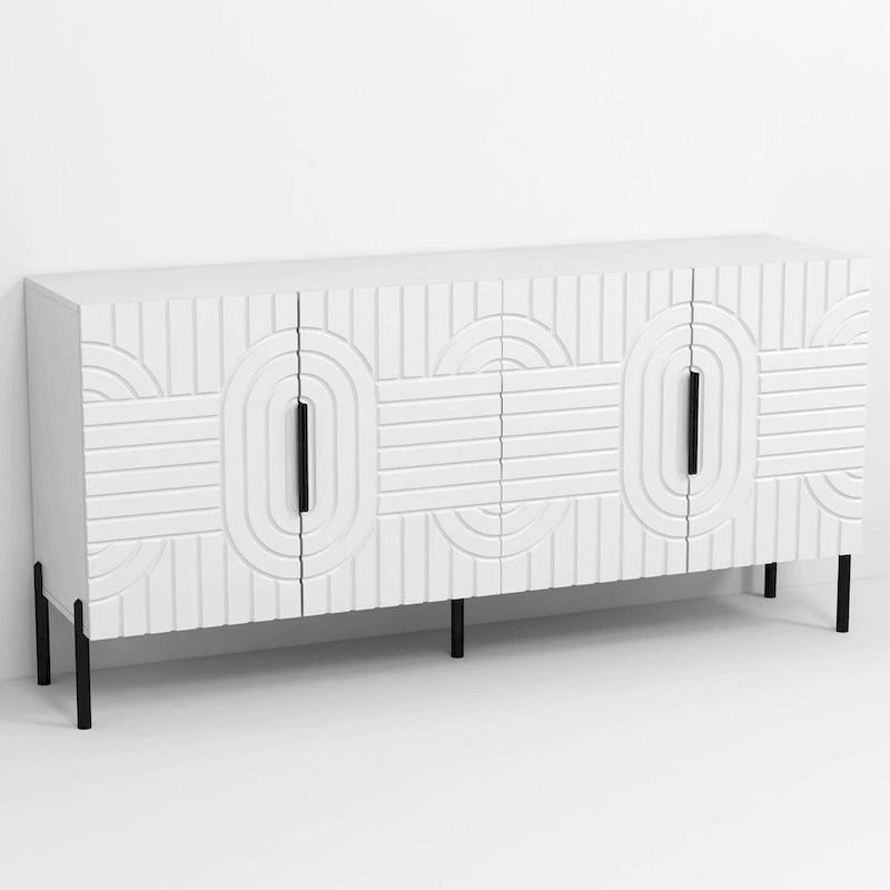 63 Inch White European Style Accent Buffet Sideboard Cabinet