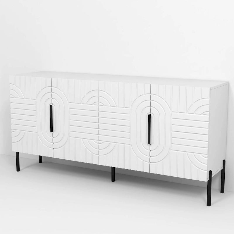 63 Inch White European Style Accent Buffet Sideboard Cabinet