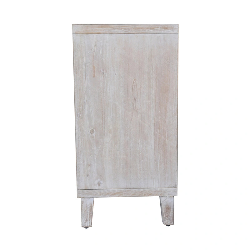 60-in Farmhouse Natural Wood Wash 4 Door Wooden Sideboard Buffet Server Accent Storage Cabinet