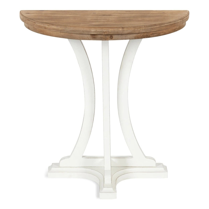 Rustic Wood Console Table Demilune 30x15x31 Inches