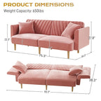 Upholstered Tufted Convertible Futon Sofa Bed with Foldable Armrest