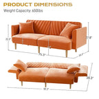 Upholstered Tufted Convertible Futon Sofa Bed with Foldable Armrest