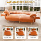 Upholstered Tufted Convertible Futon Sofa Bed with Foldable Armrest