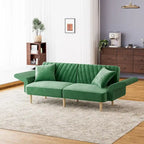 Upholstered Tufted Convertible Futon Sofa Bed with Foldable Armrest