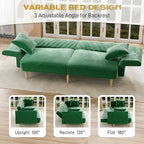 Upholstered Tufted Convertible Futon Sofa Bed with Foldable Armrest