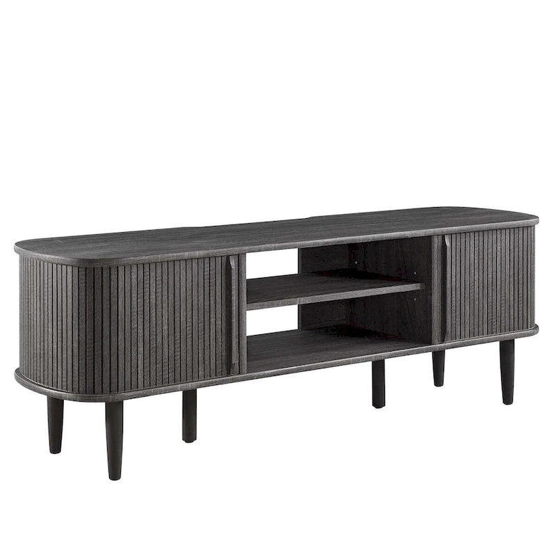 55 Inch Mid-Century TV Stand with Sliding Doors