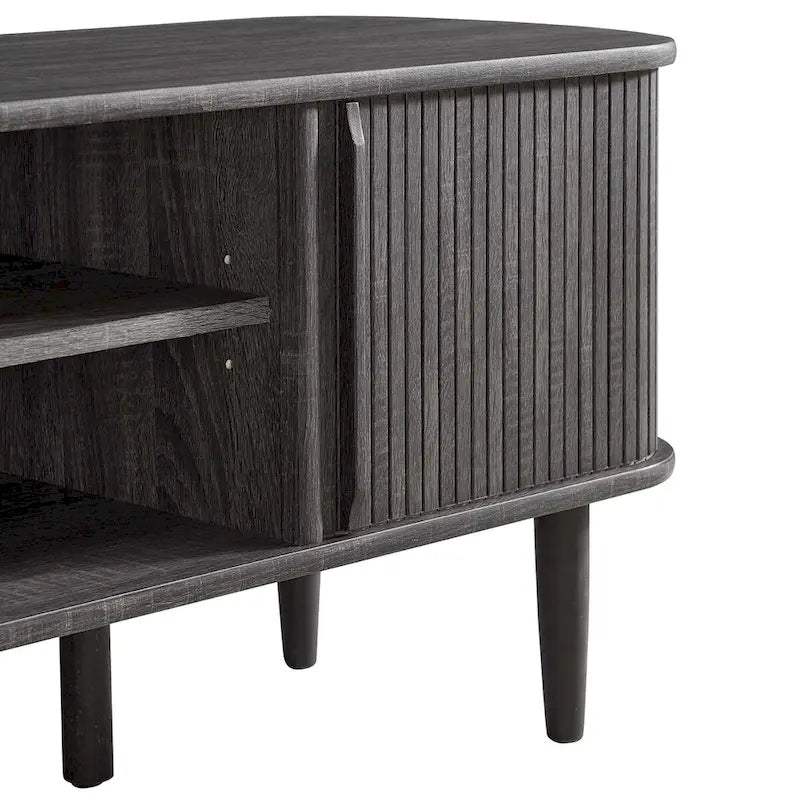55 Inch Mid-Century TV Stand with Sliding Doors
