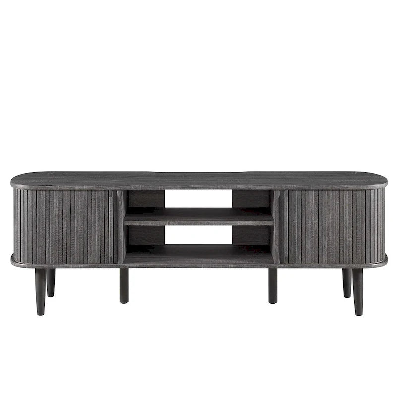 55 Inch Mid-Century TV Stand with Sliding Doors