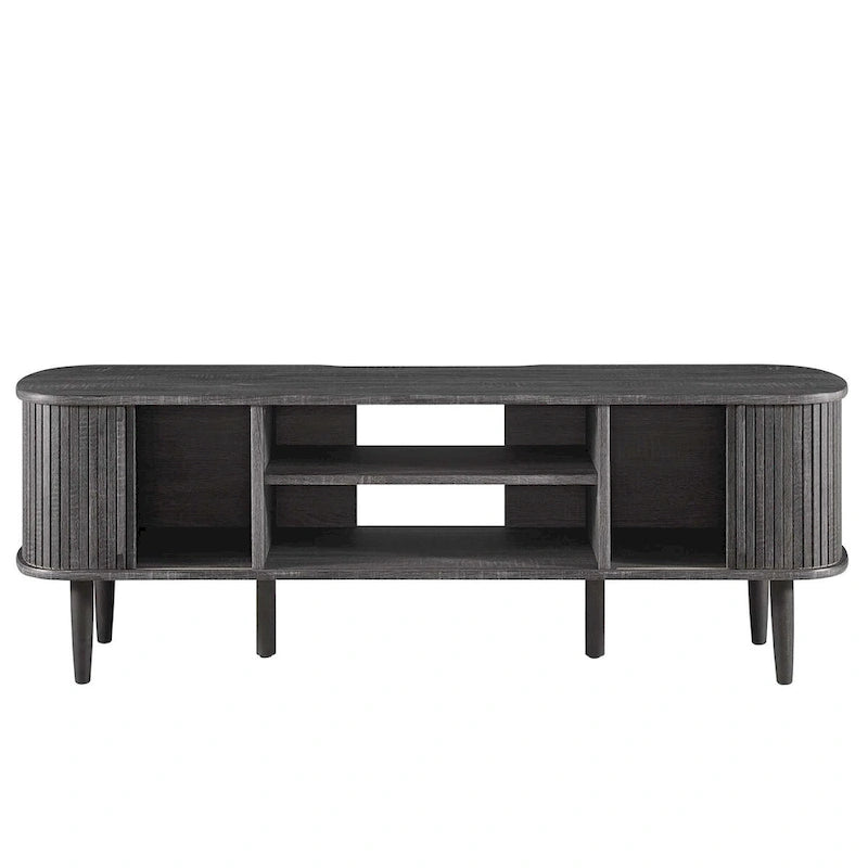 55 Inch Mid-Century TV Stand with Sliding Doors