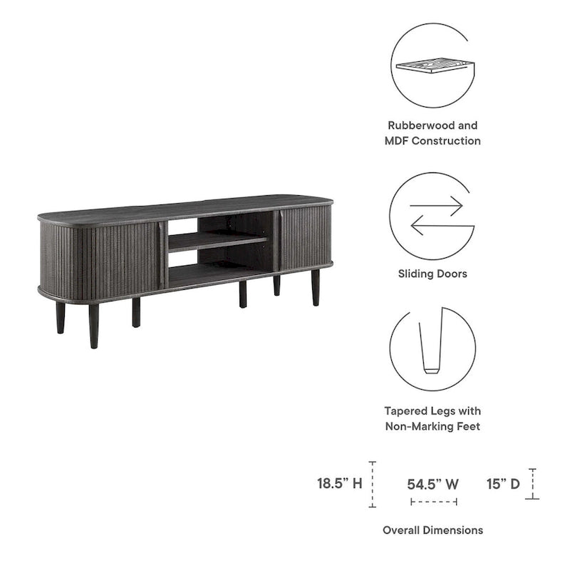 55 Inch Mid-Century TV Stand with Sliding Doors