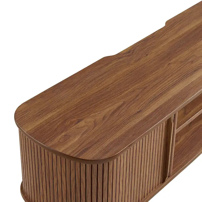 55 Inch Mid-Century TV Stand with Sliding Doors