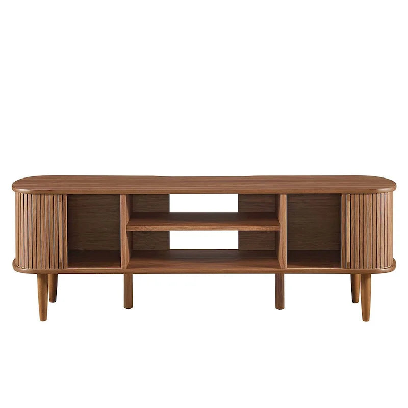 55 Inch Mid-Century TV Stand with Sliding Doors