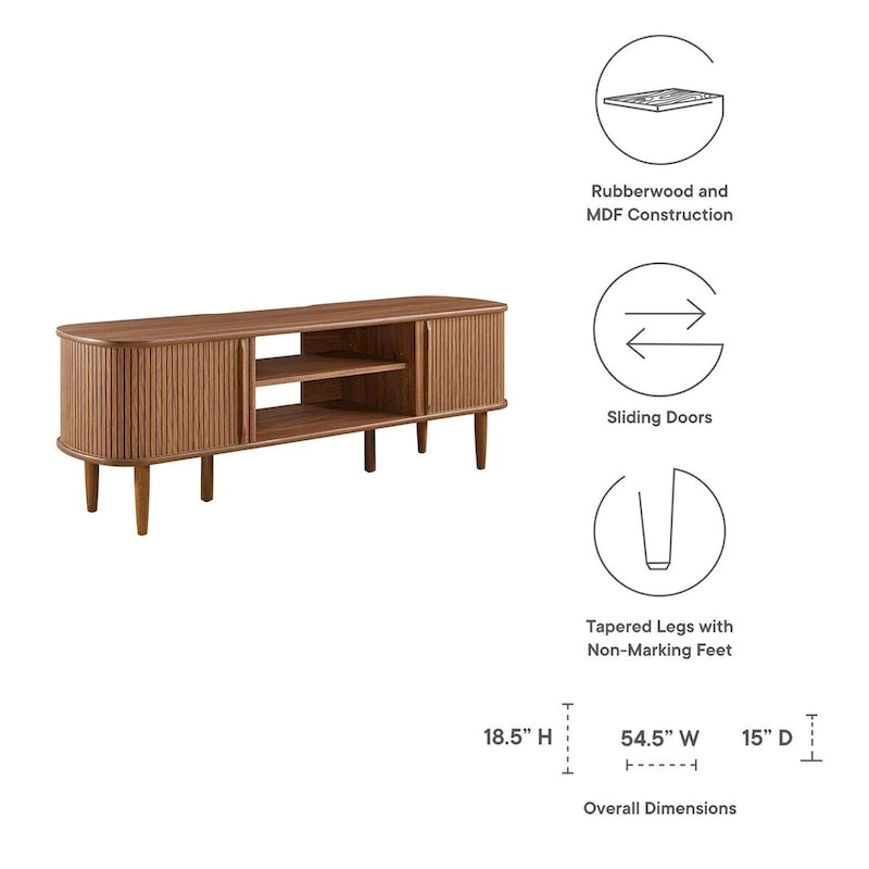 55 Inch Mid-Century TV Stand with Sliding Doors