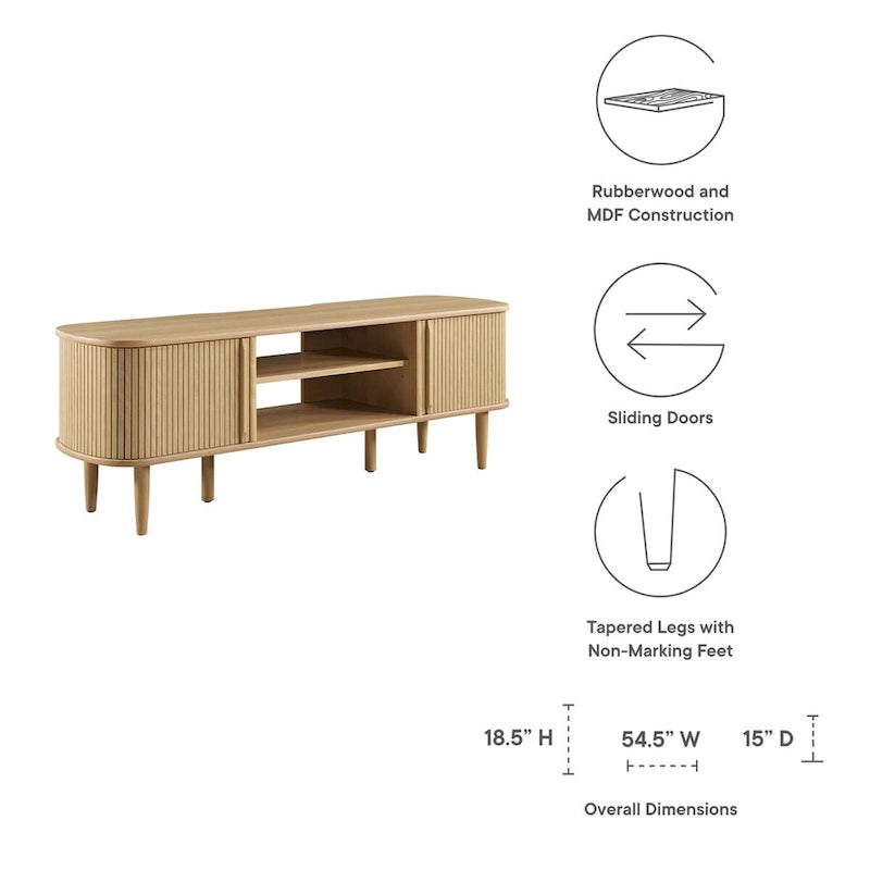55 Inch Mid-Century TV Stand with Sliding Doors