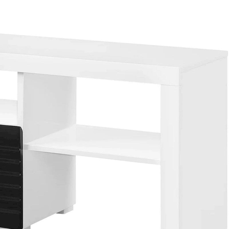 75 Inch TV Entertainment Center Console, 2 Drawers, High Gloss White