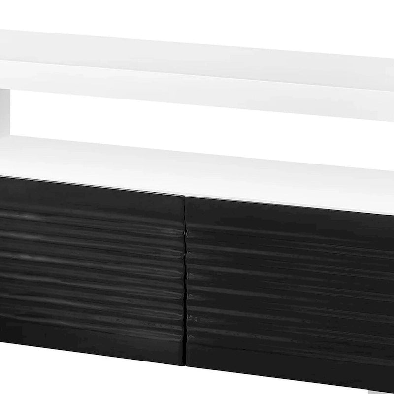 75 Inch TV Entertainment Center Console, 2 Drawers, High Gloss White