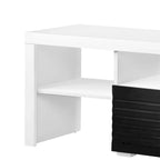 75-Zoll-TV-Entertainment-Center-Konsole mit 2 Schubladen, hochglänzendem Weiß