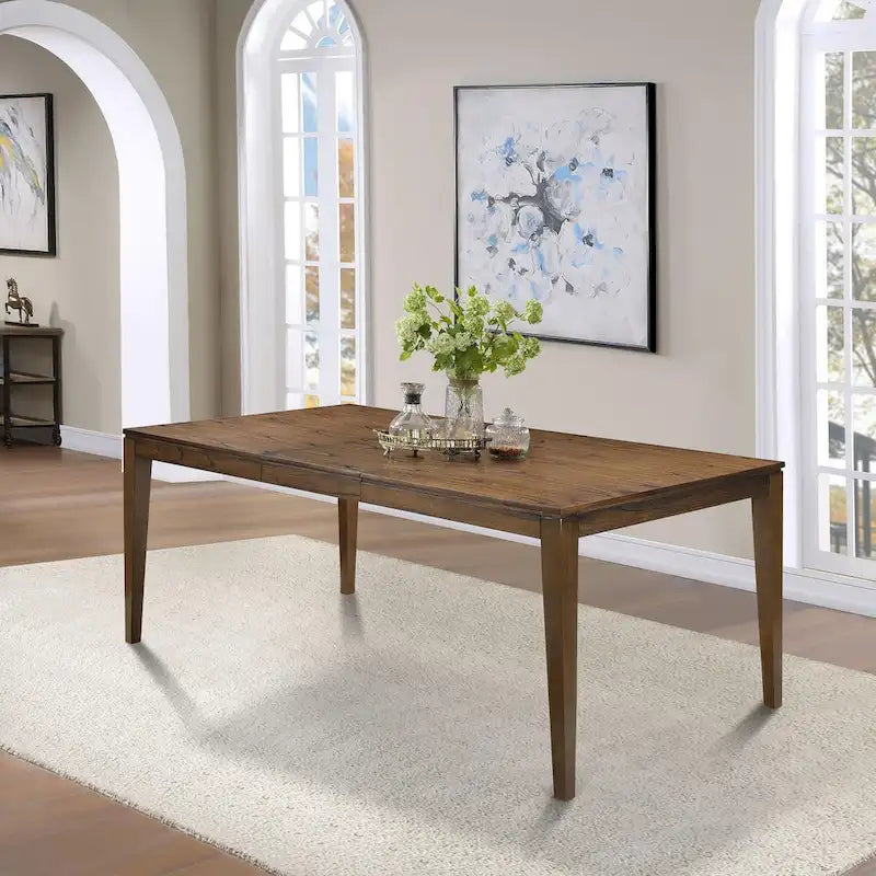 Expandable Solid Wood Dining Table Seats 6 to 8 People