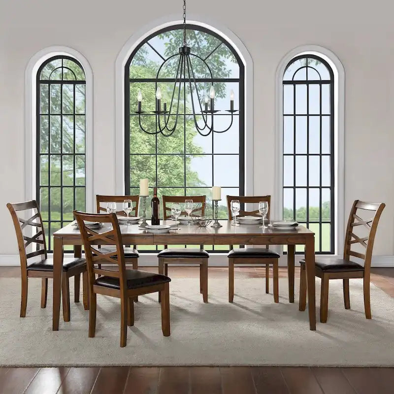 Expandable Solid Wood Dining Table Seats 6 to 8 People