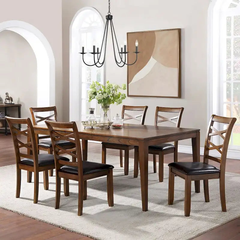 Expandable Solid Wood Dining Table Seats 6 to 8 People